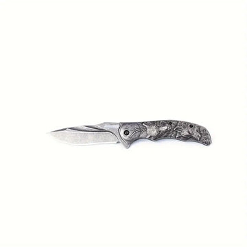 1PC Stainless Steel Folding Knife – Portable Pocket Knife for Camping, Fishing & Outdoor Activities