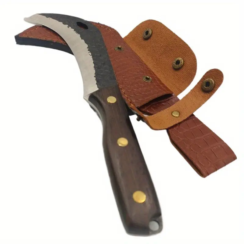 Close-up image of forged metal sickle blade