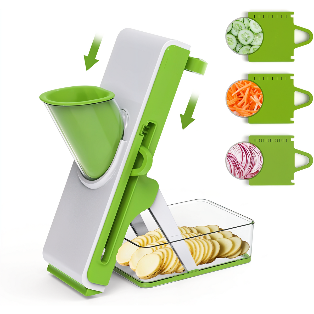 : Gray mandoline slicer for vegetables and potatoes
