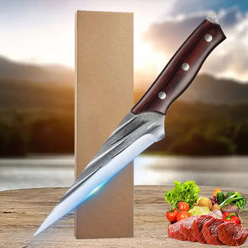 Professional Stainless Steel Boning and Carving Knife with Sharpener – Hand-Forged Kitchen Knife for Precision Cuttingl Stainless Steel Boning & Carving Knife with Sharpener – Hand-Forged Kitchen Knife
