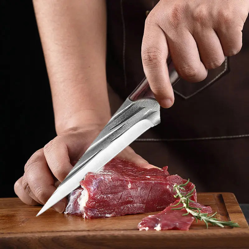 Hand-Forged Chef Knife with Detailed Blade Finish