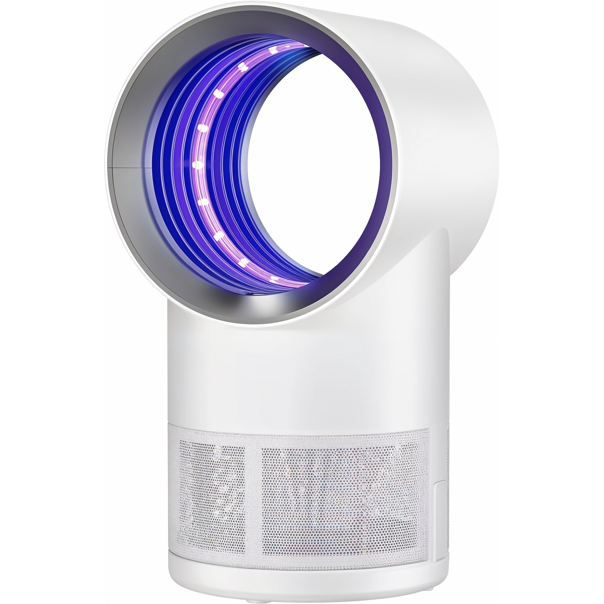 Alt: Indoor fruit fly trap with UV light and compact design