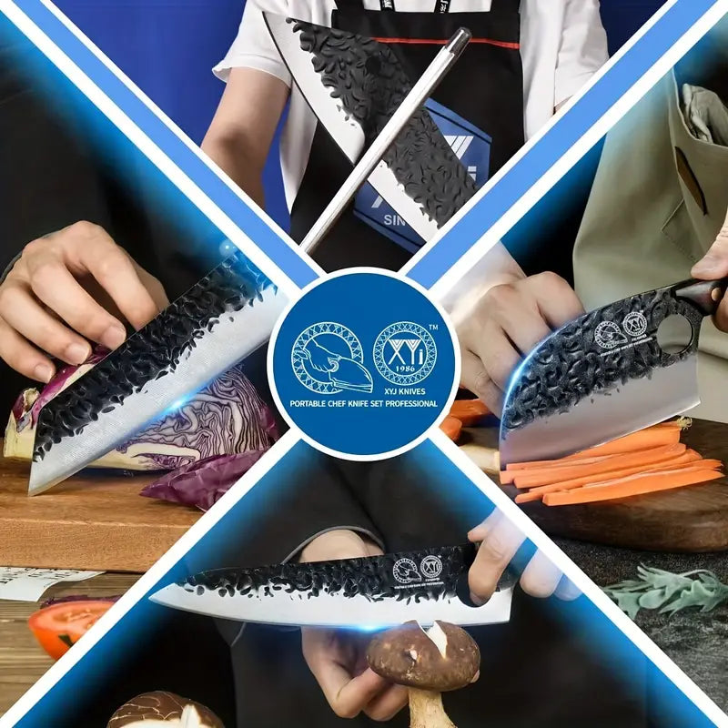 Complete Kitchen Knife Set with Carrying Bag and Tools