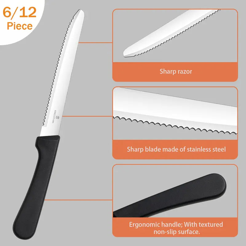 Knife set slicing fruits vegetables and bread