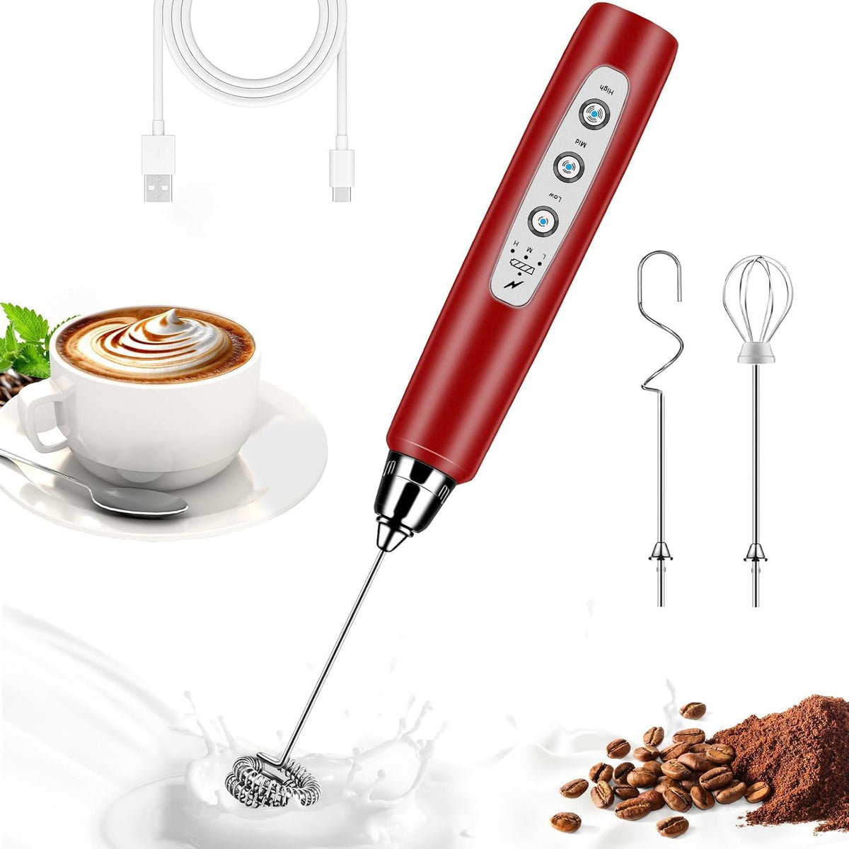 Handheld frother for latte preparation