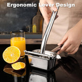 Manual lemon press extracting fresh citrus juice