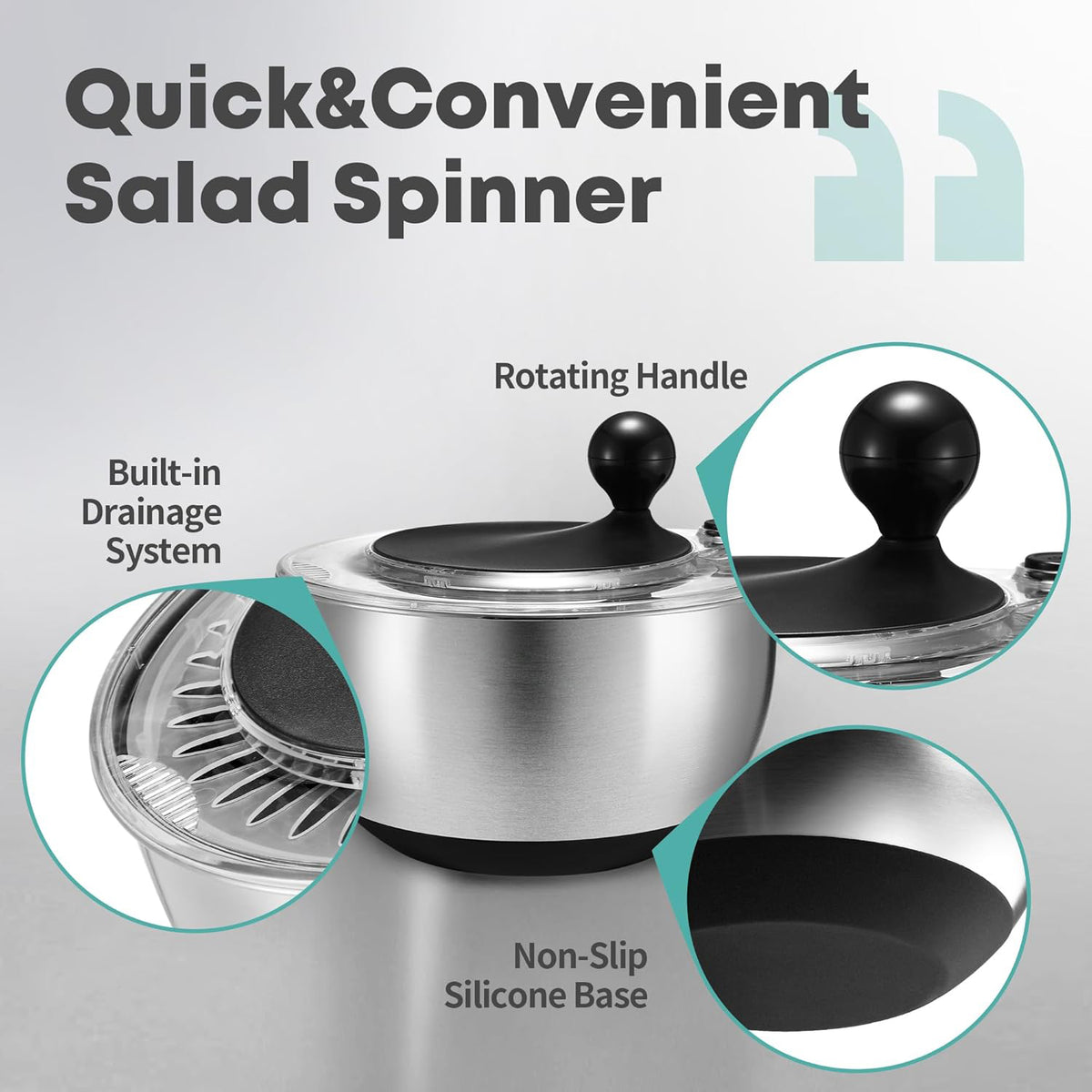 Steel lettuce spinner for vegetables