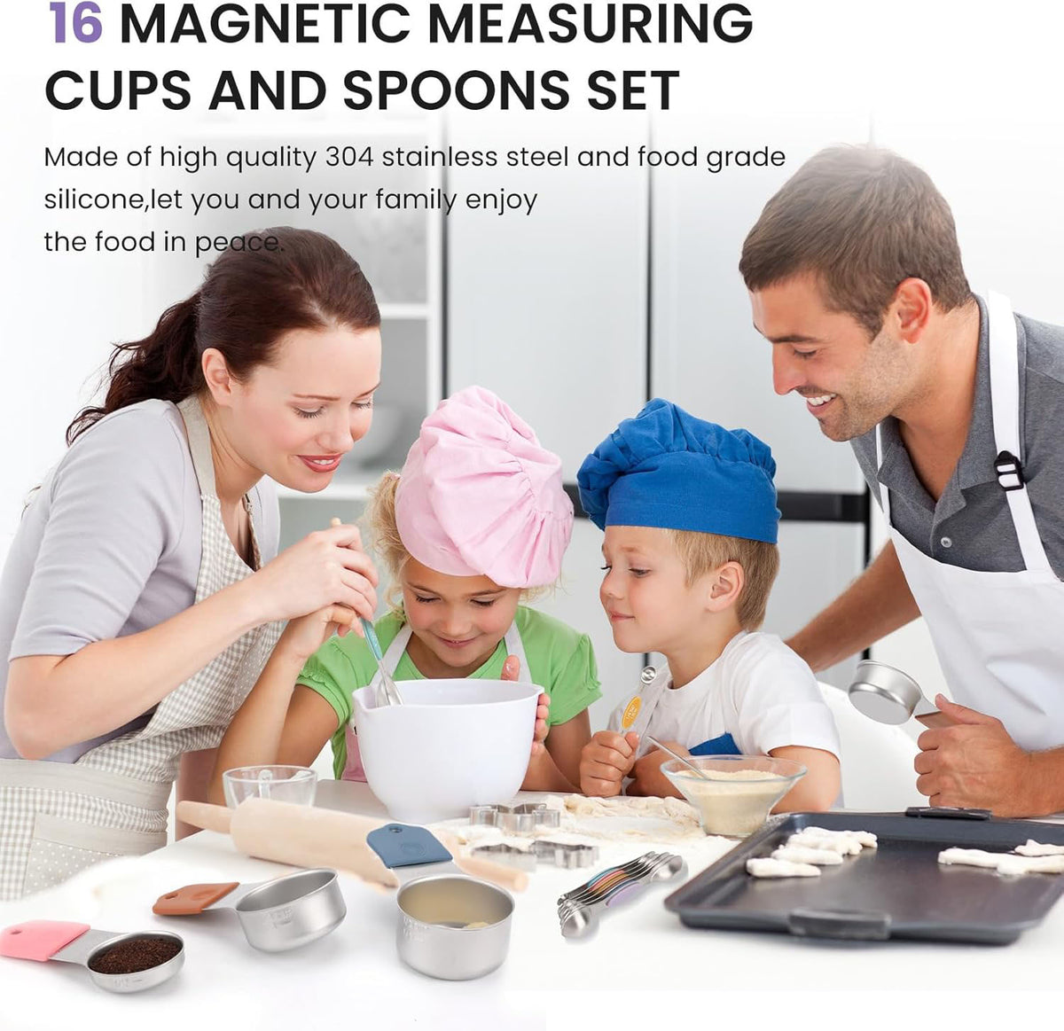 Magnetic measuring spoons with permanent engraved measurements