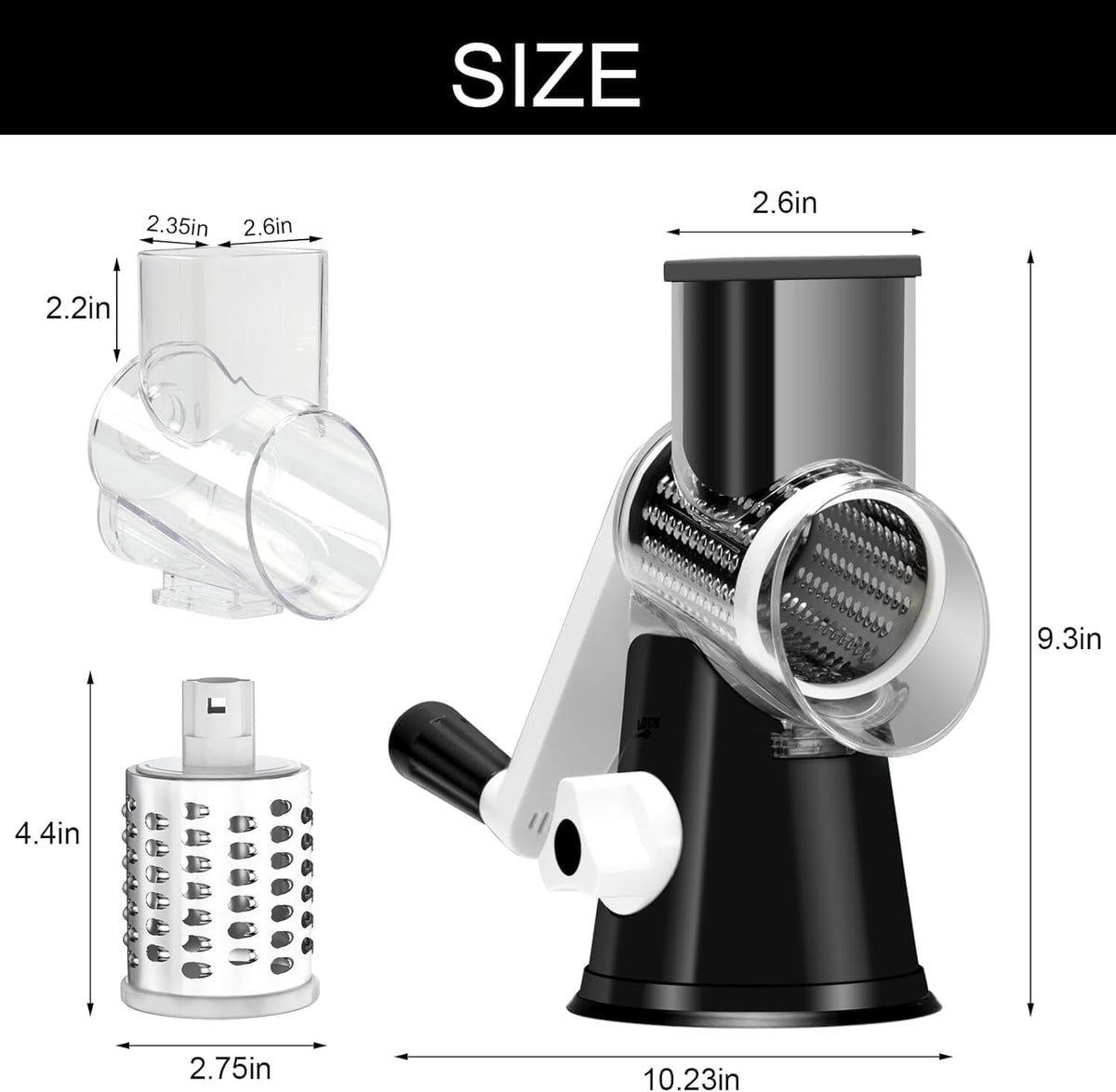 Manual cheese grater black color