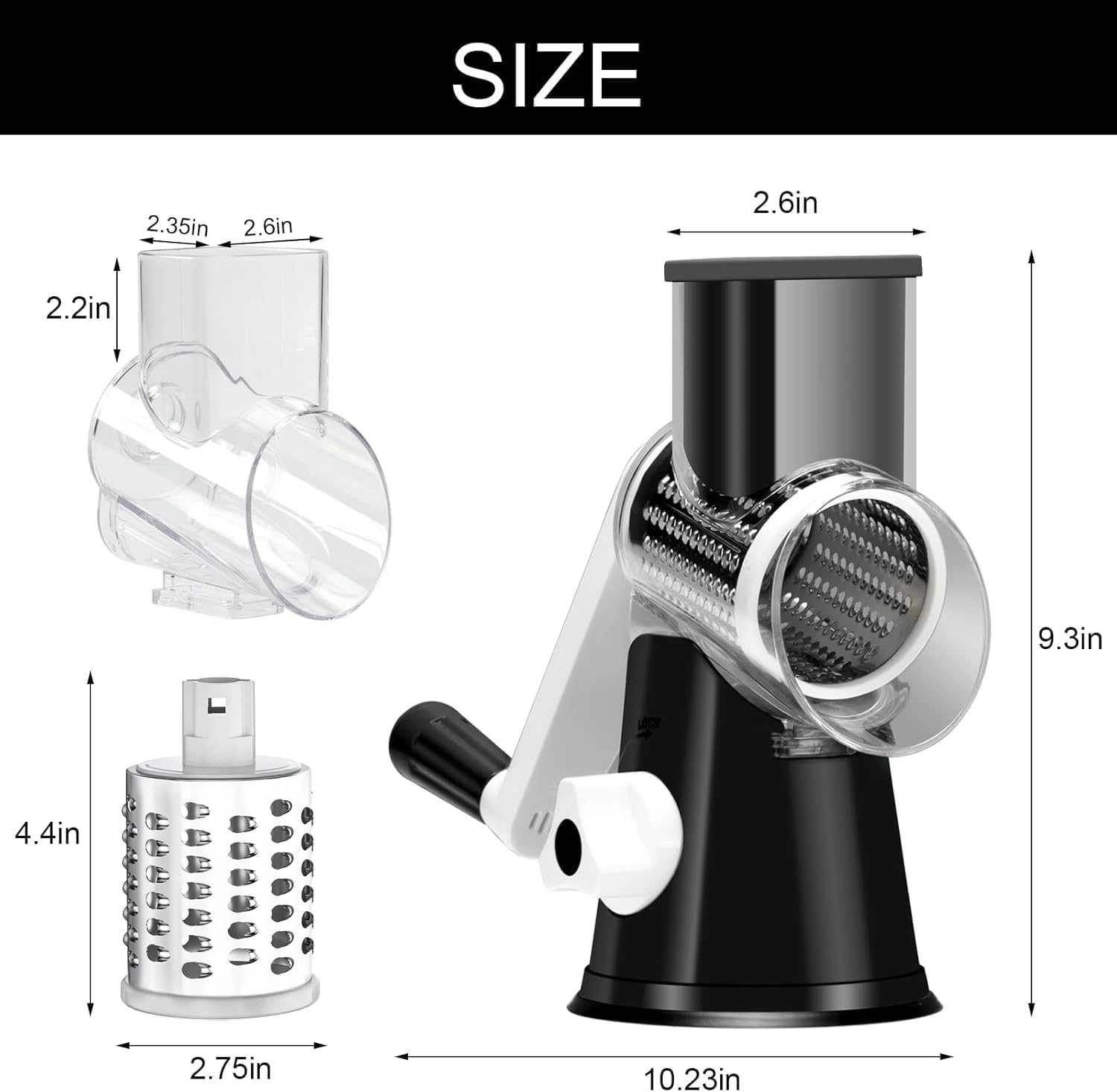 Manual cheese grater black color