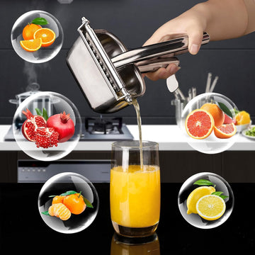 Handheld stainless steel citrus juicer side view