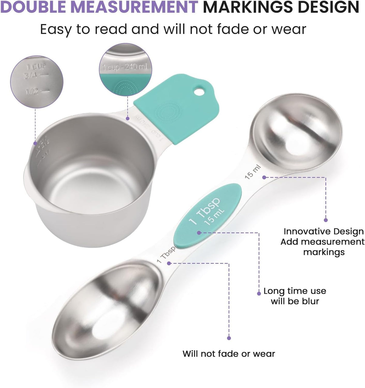 Measuring cups and leveling tool for accurate ingredient measurement