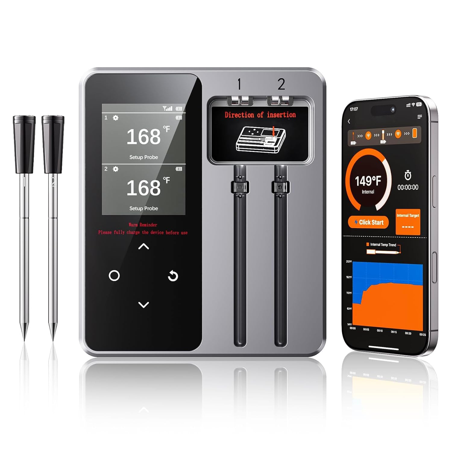 Meat thermometer for oven and smoker cooking