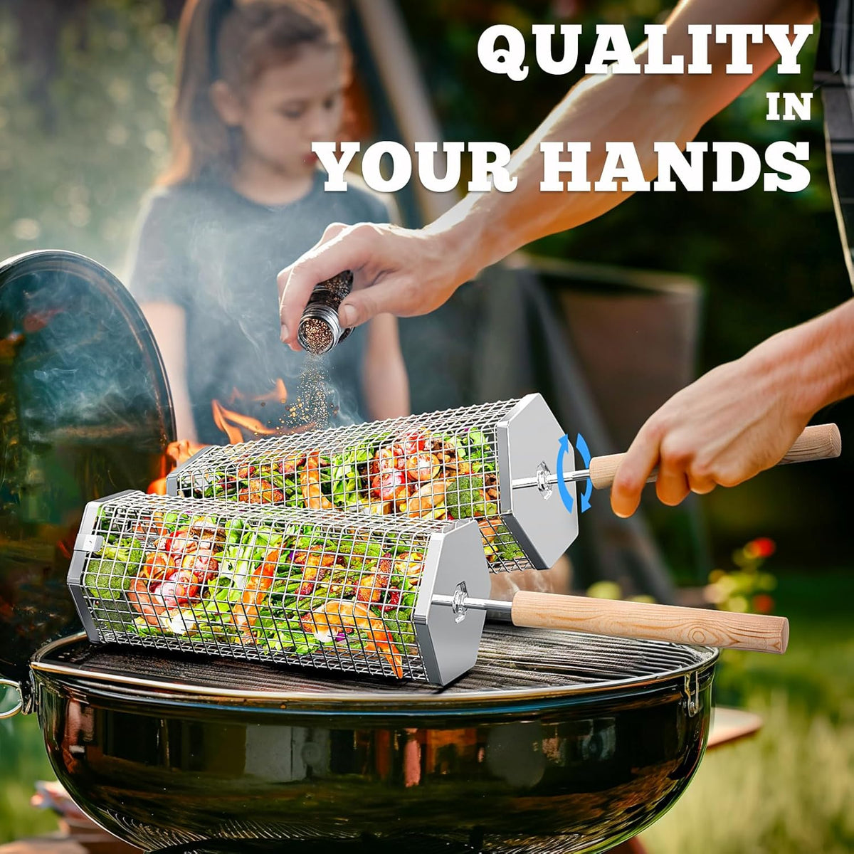Nesting grill basket design for compact storage