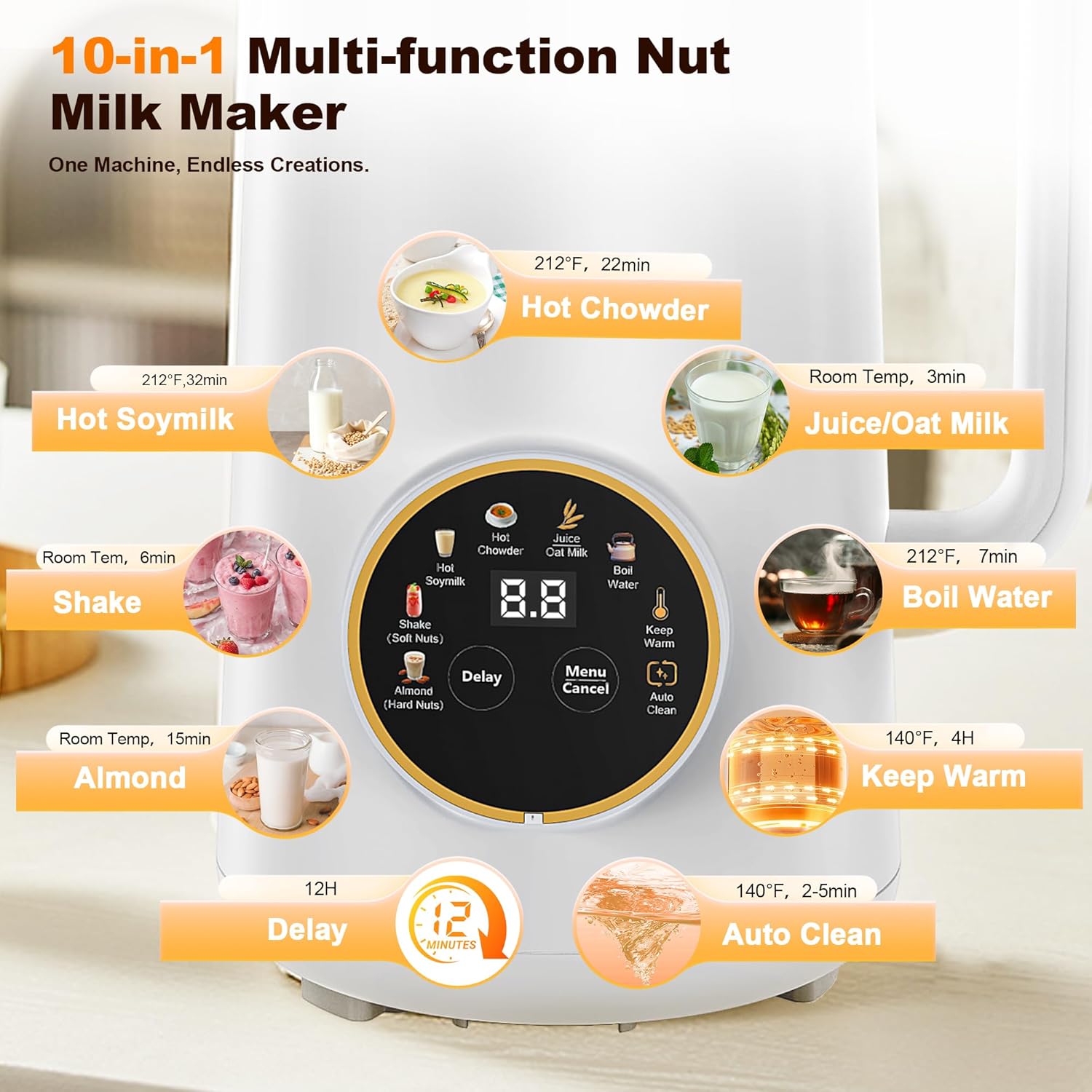 Digital control panel of plant milk maker with multiple functions