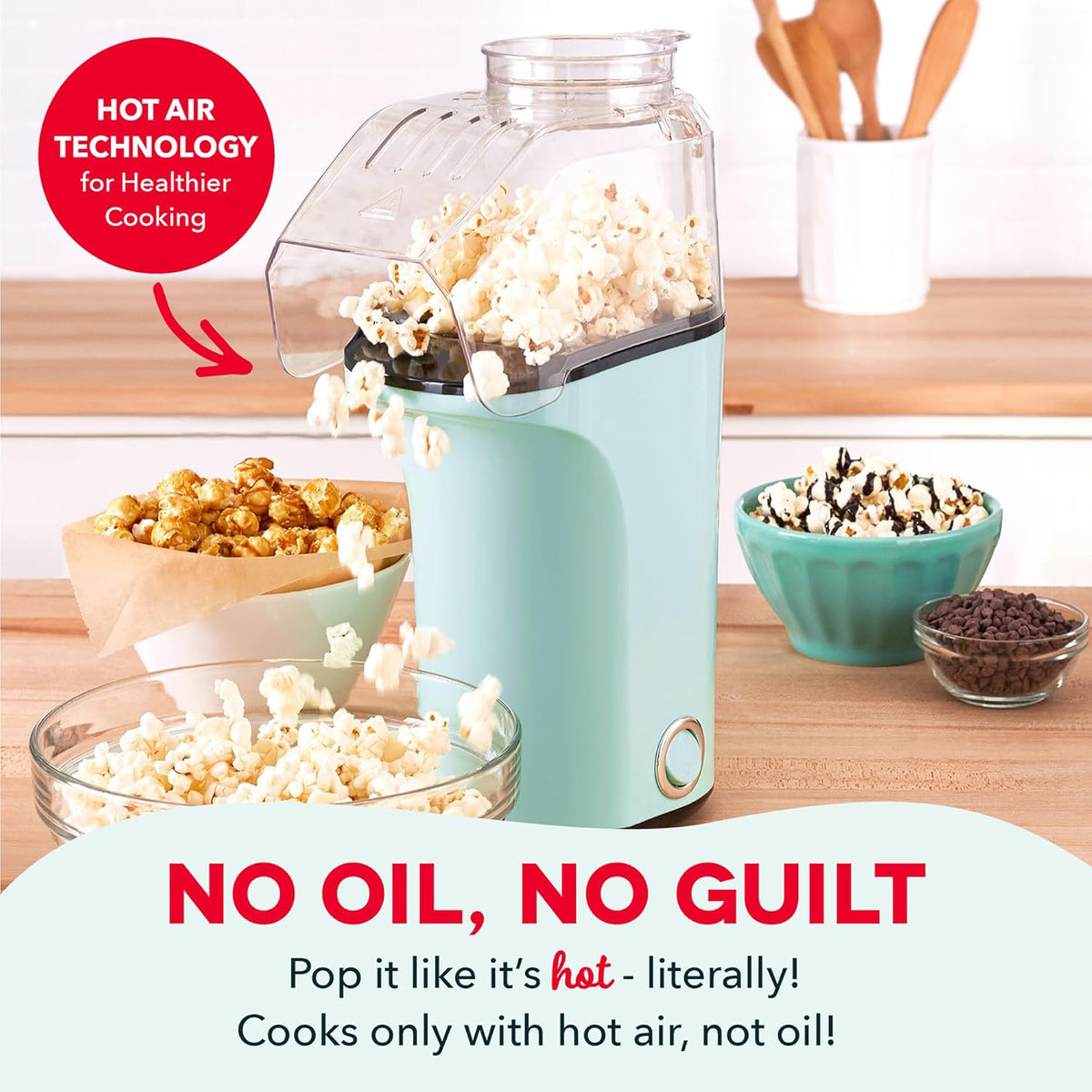 Oil free popcorn popper for home