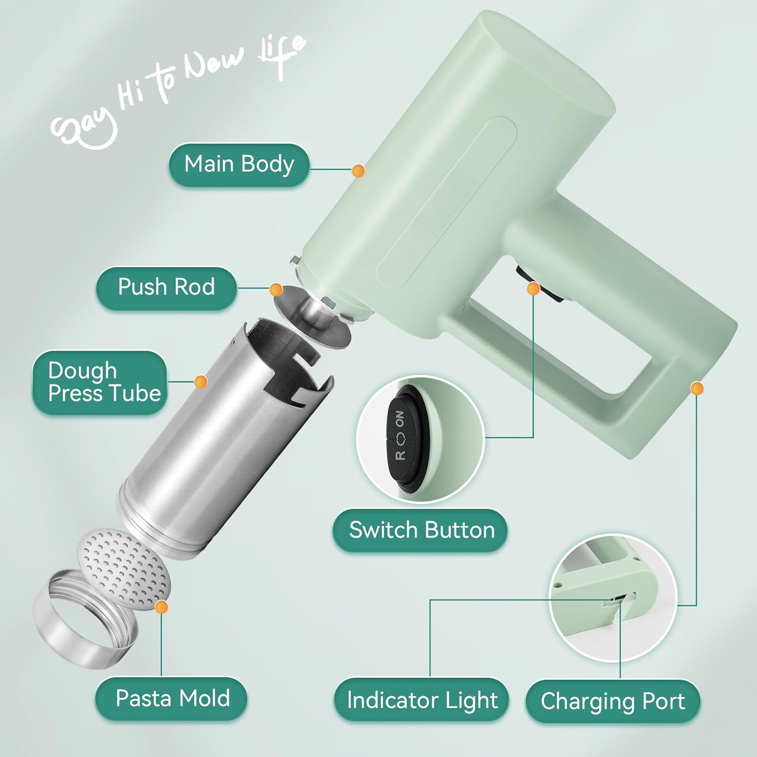 Electric pasta maker with interchangeable noodle shaping discs