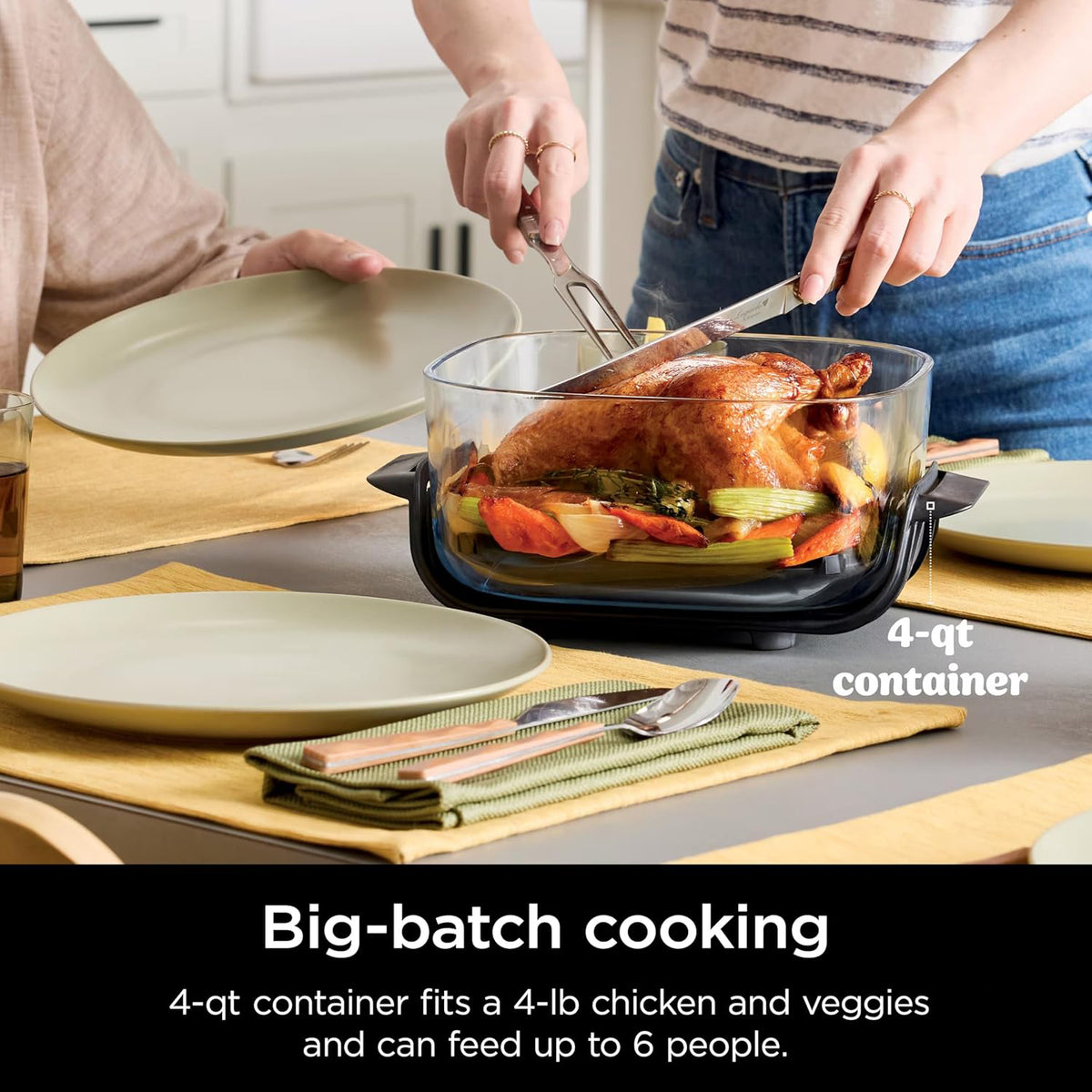 2.5 quart glass container for side dish cooking