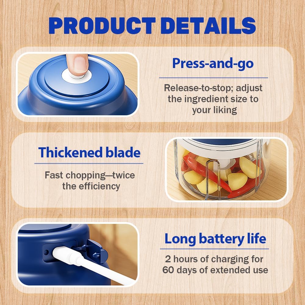 Portable electric food chopper for kitchen