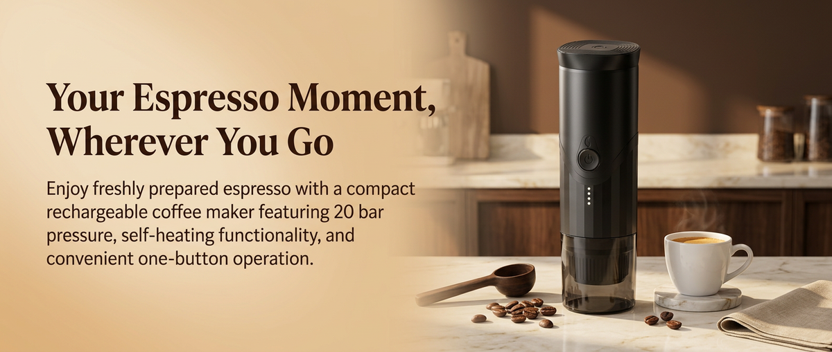 Portable Espresso Machine – 20 Bar Rechargeable Handheld Coffee Maker