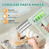 Portable cordless pasta maker used in home kitchen