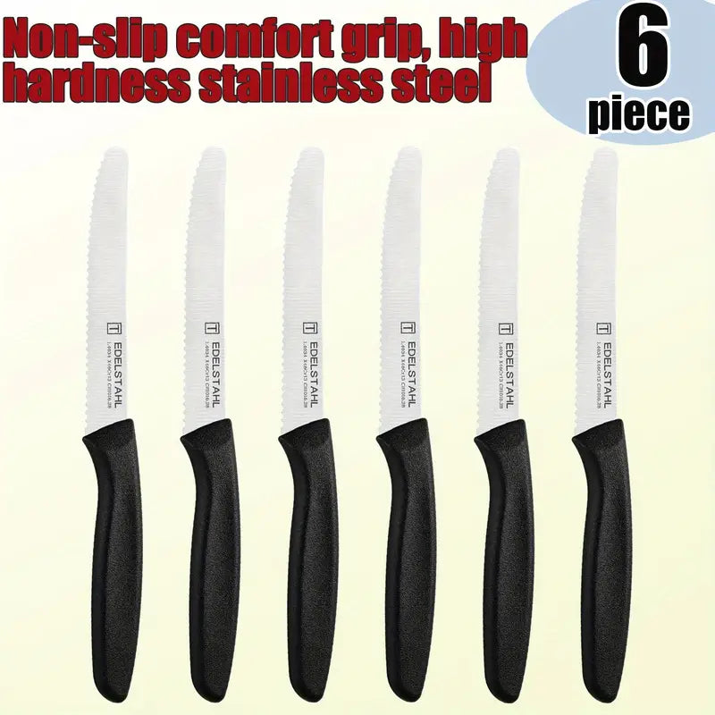 Premium six piece kitchen knife set with stainless steel blades