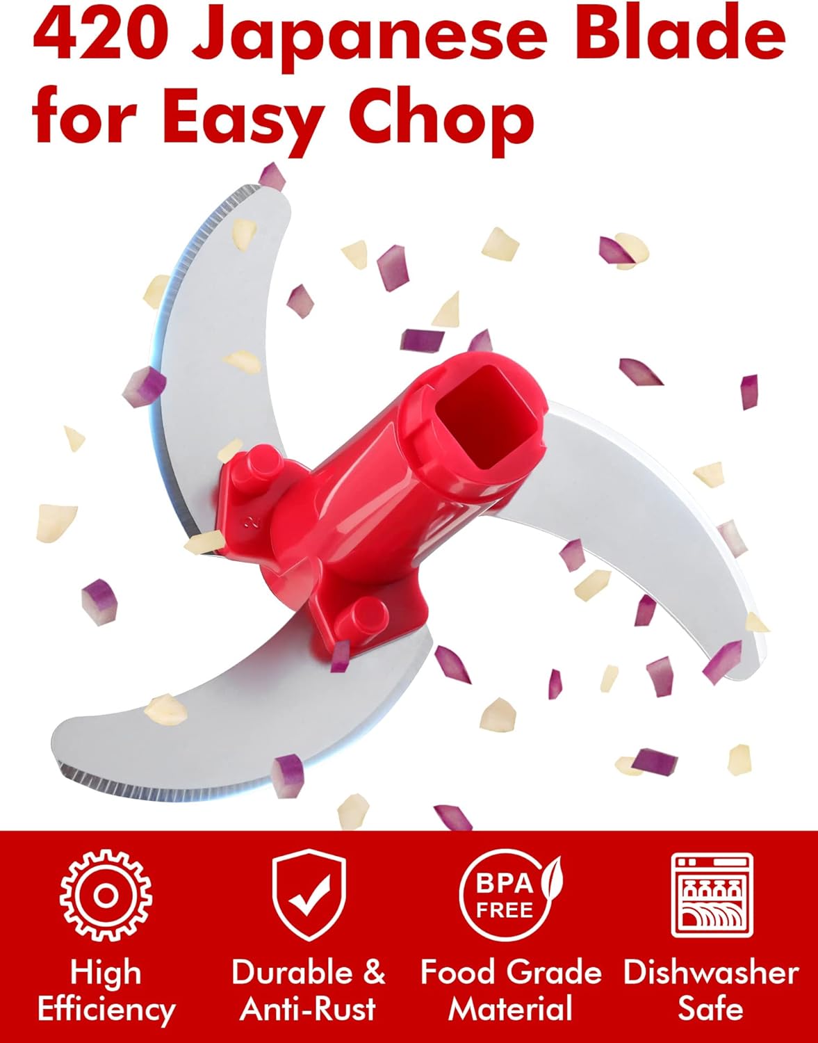 Pull string hand food chopper