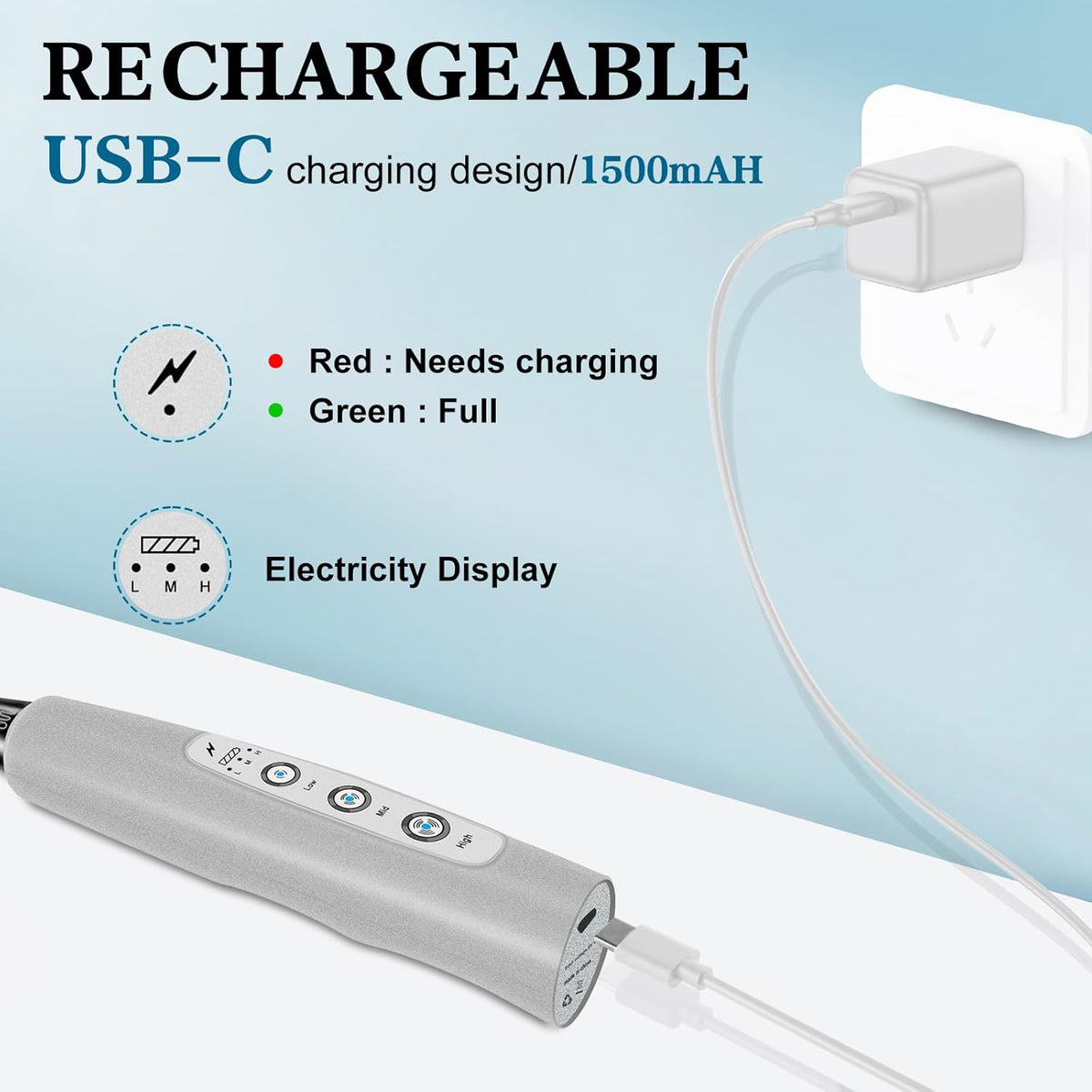 Rechargeable electric frother wand
