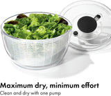 Salad spinner bowl with strainer