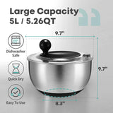 Salad spinner with one touch stop button