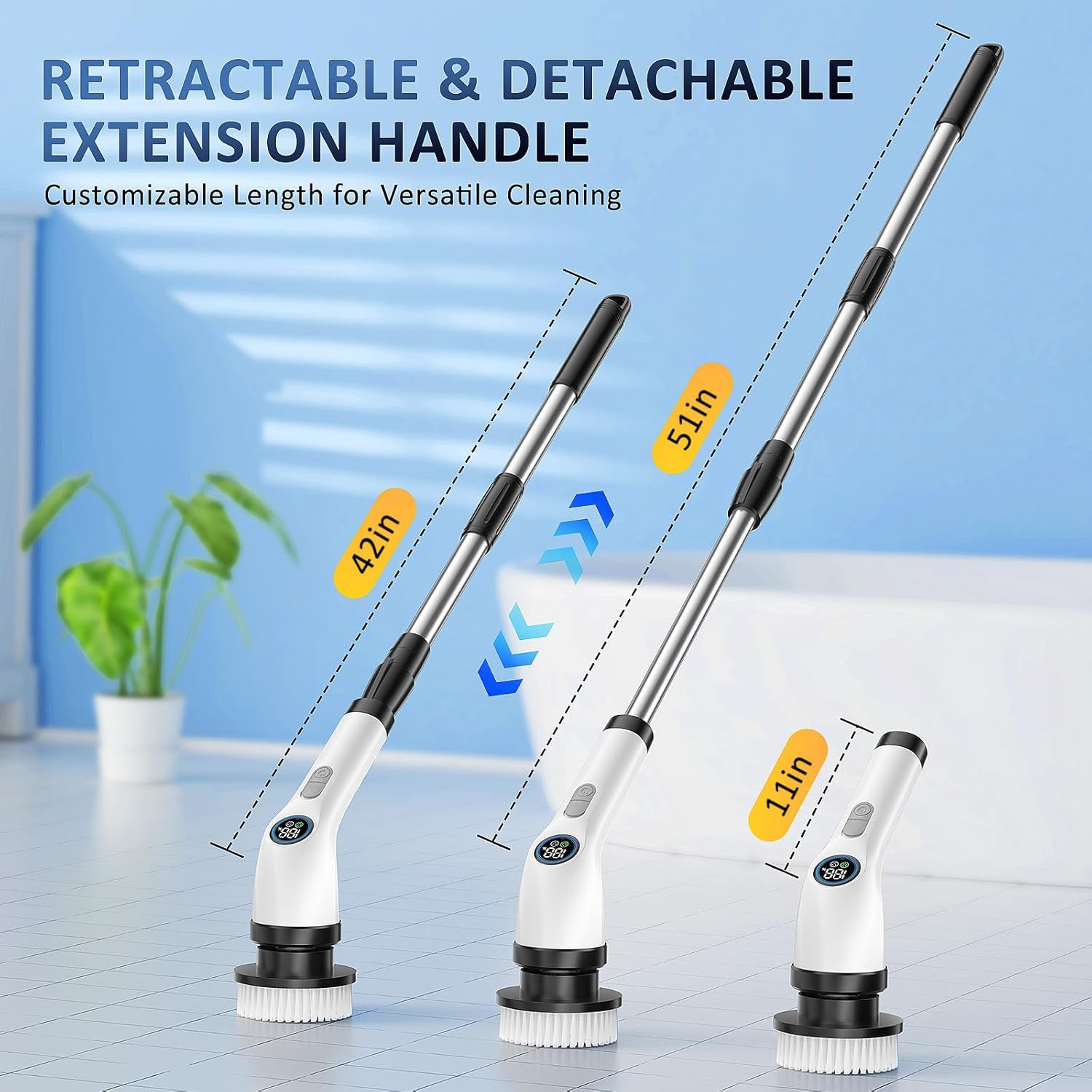 Electric spin scrubber cleaning shower tiles