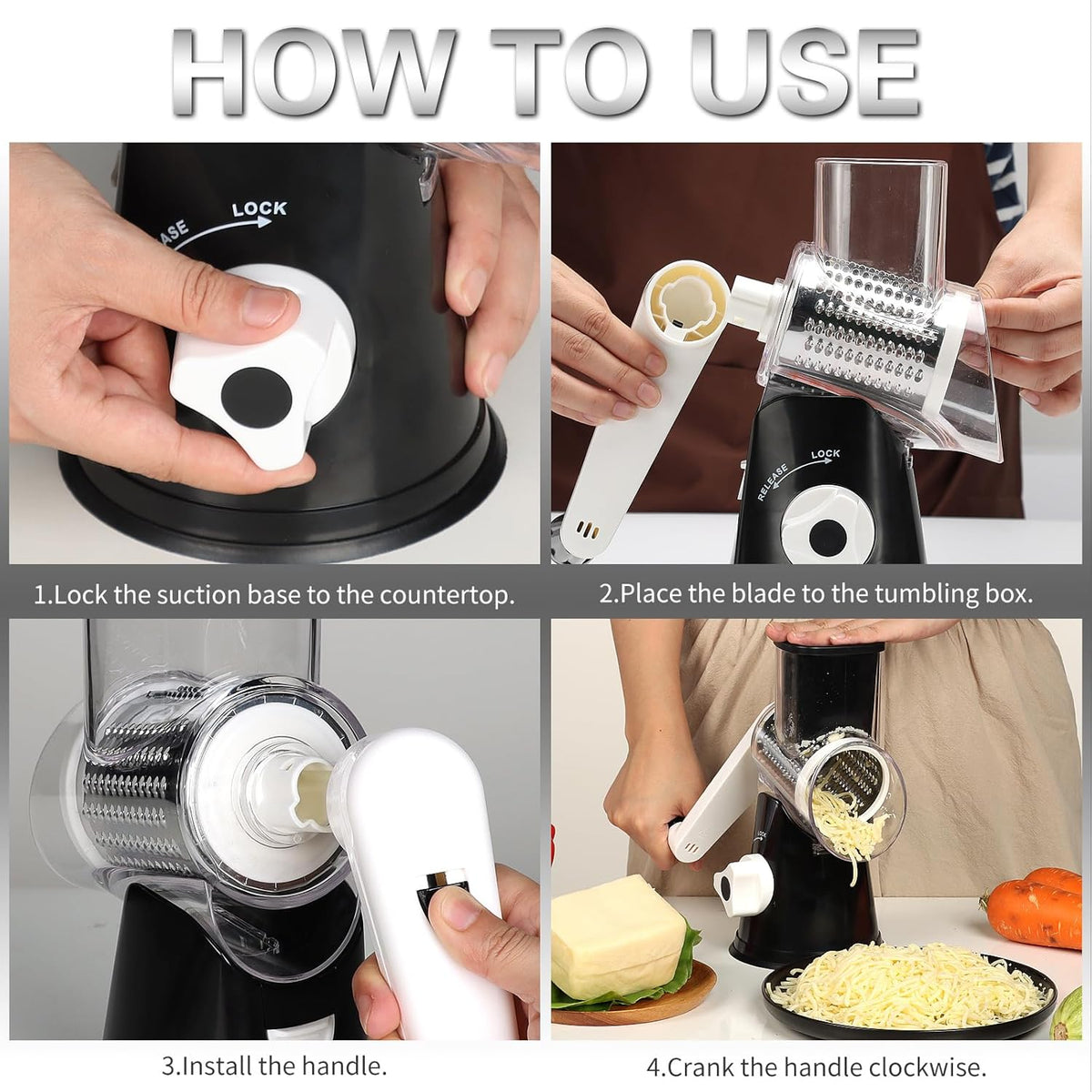 Cheese grater with slicing and shredding blades