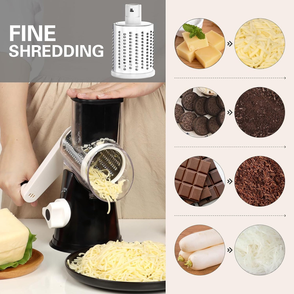 Cheese grater with stainless steel blades