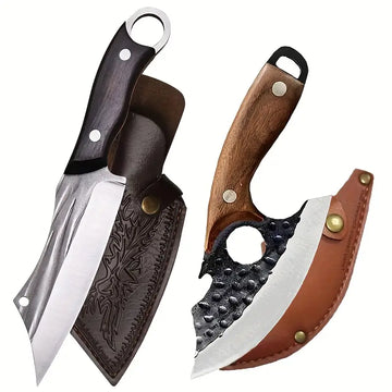 2/3-Piece Stainless Steel Kitchen Knife Set with Wood Handle – Multipurpose Chef and Utility Knives for Home Cooking and BBQ