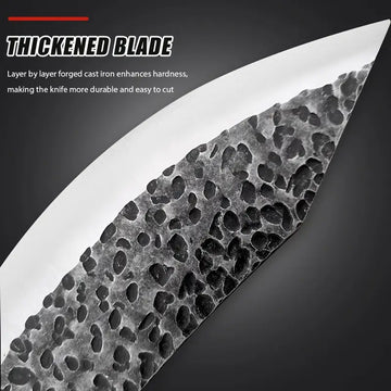 8-Inch Hand-Forged Stainless Steel Chef Cleaver with Wood Handle and Sheath – Multipurpose Butcher and Kitchen Knife