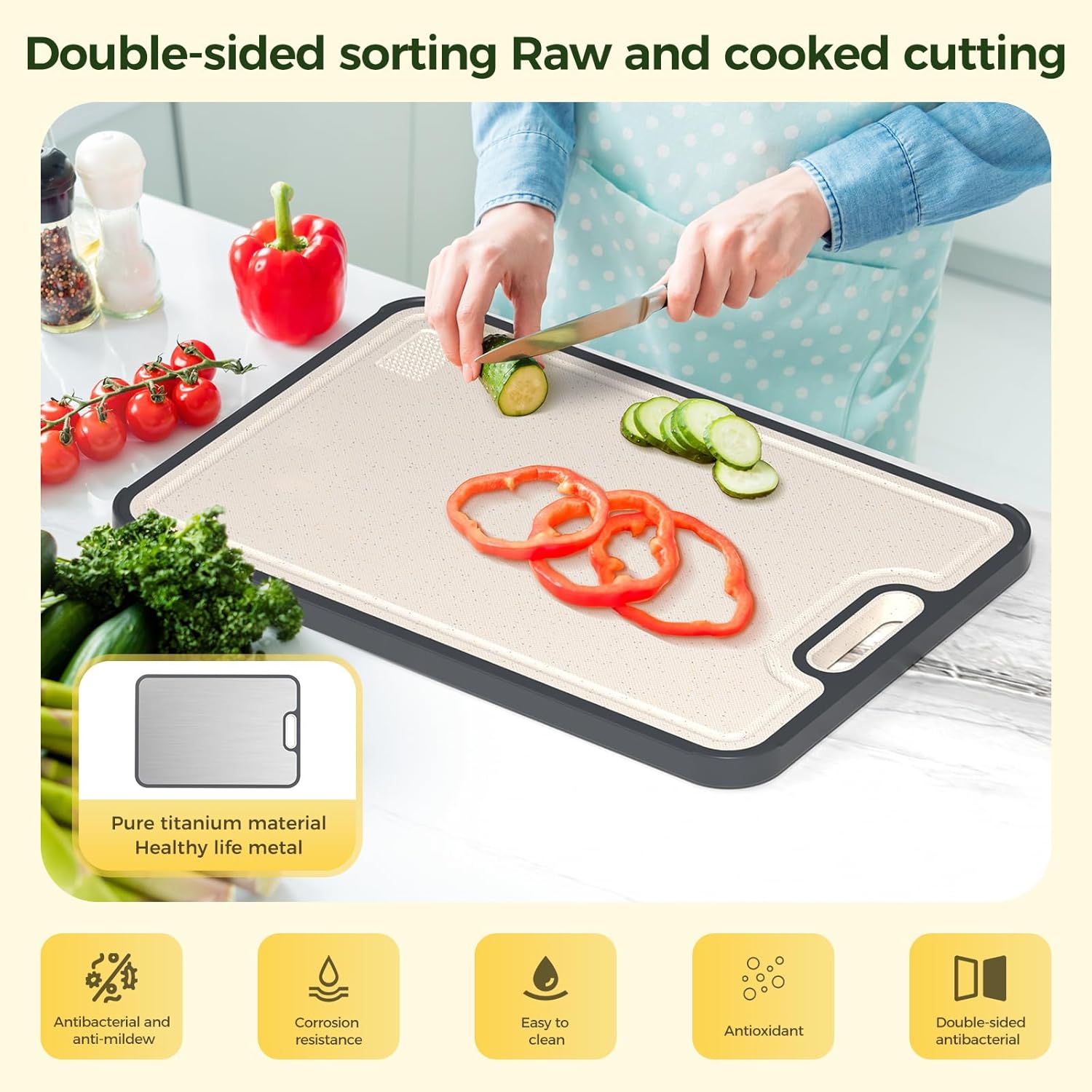 Stainless steel cutting board with smooth metal surface