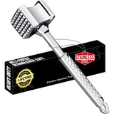 Stainless steel meat tenderizer mallet with ergonomic handle