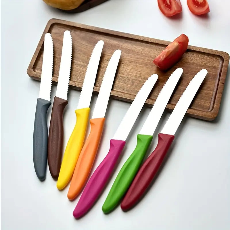 Close up of serrated stainless steel knife edge