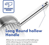 Close-up of fine stainless steel mesh designed for straining stocks, soups, and sauces.