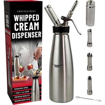 Stainless steel whipped cream dispenser 0.5 liter capacity