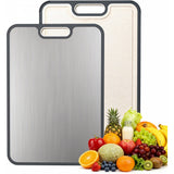 Double sided titanium cutting board for meat and vegetables