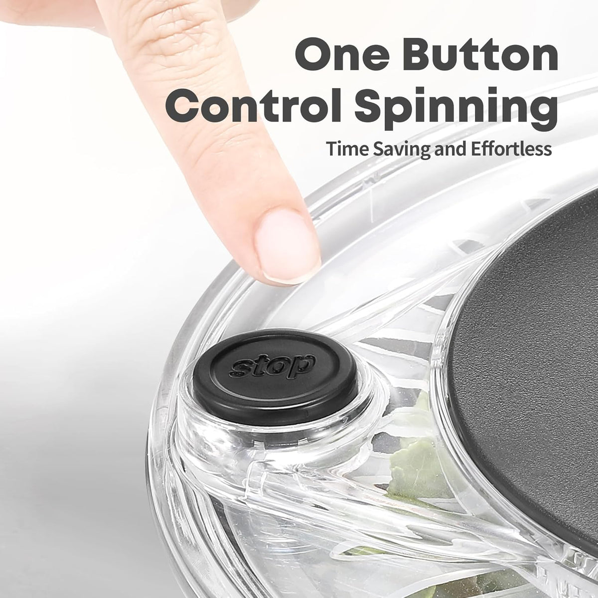 Salad spinner with transparent lid