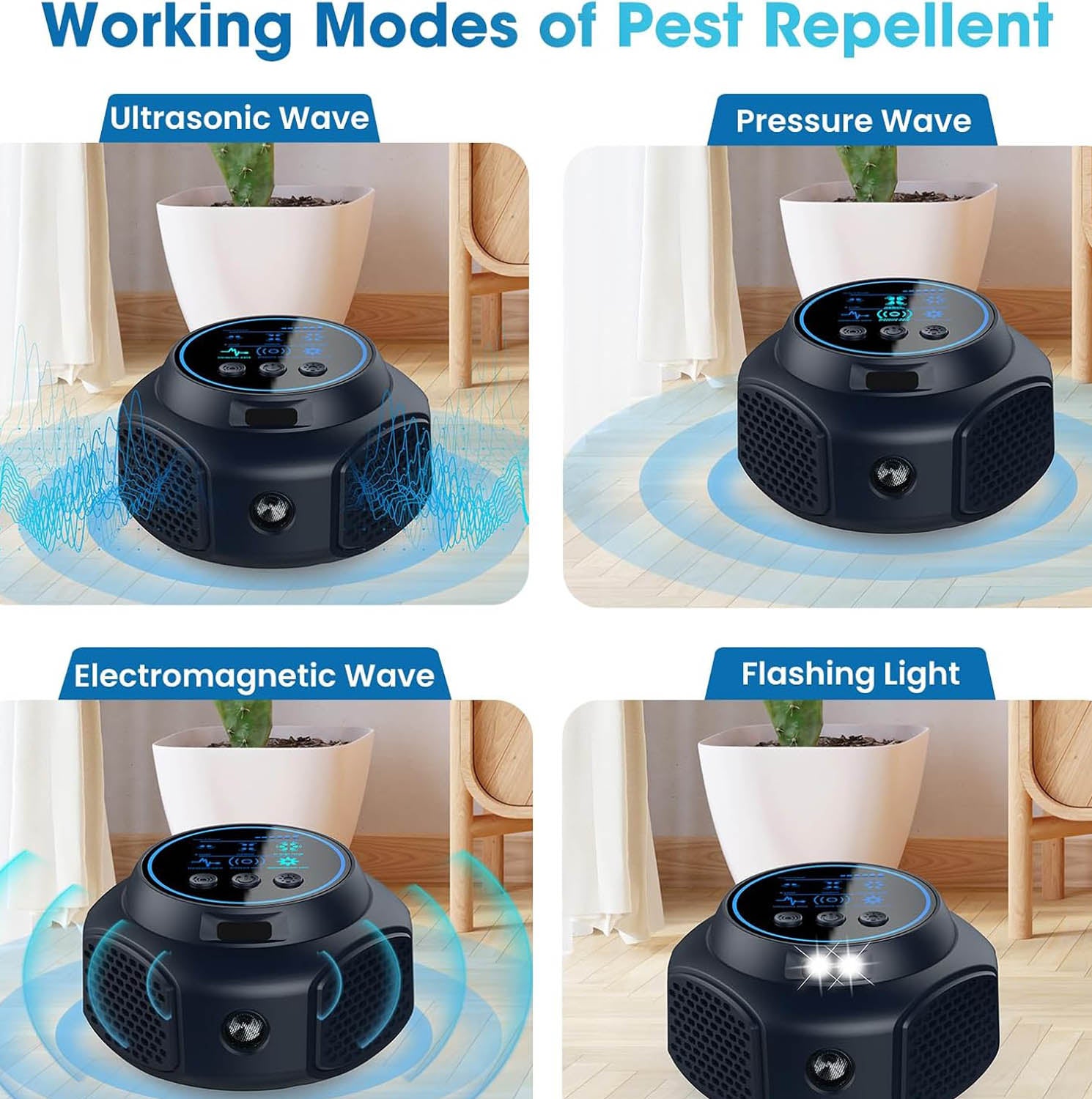 Ultrasonic pest repeller for garage and storage rooms