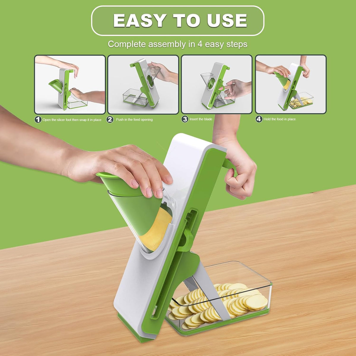 Vegetable slicer mandoline for kitchen food prep