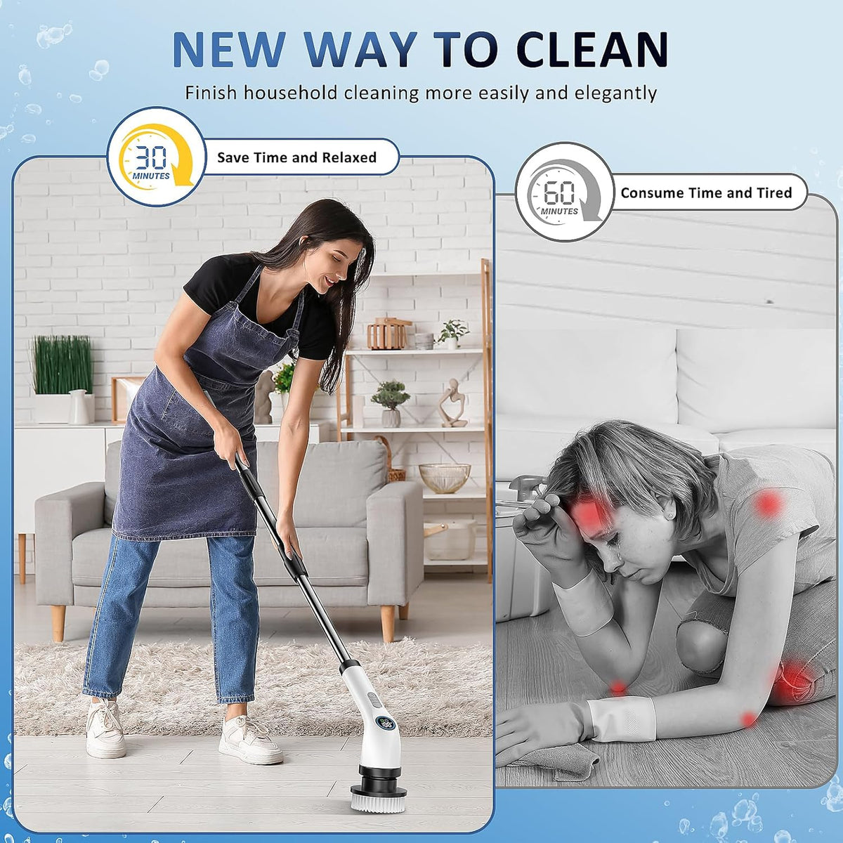 IPX7 waterproof electric spin scrubber